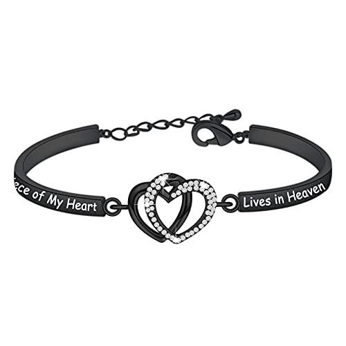 FAADBUK Memorial Jewelry Loss Gift A Piece of My Heart Lives In Heaven Bracelet In Memory of Loved Son Daughter Sympathy Gift - color: A Piece Of C-BL