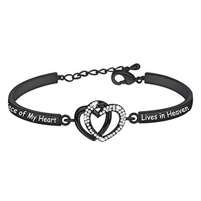 FAADBUK Memorial Jewelry Loss Gift A Piece of My Heart Lives In Heaven Bracelet In Memory of Loved Son Daughter Sympathy Gift - color: A Piece Of C-BL