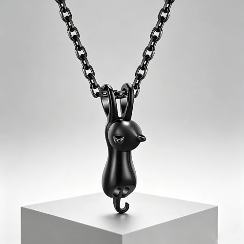 Black Cat Animal Urn Necklace for Ashes Keepsake Memorial Cremation Pendant Jewelry - style: Black Cat