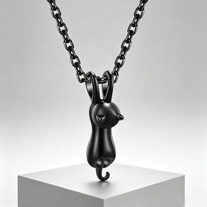 Black Cat Animal Urn Necklace for Ashes Keepsake Memorial Cremation Pendant Jewelry - style: Black Cat