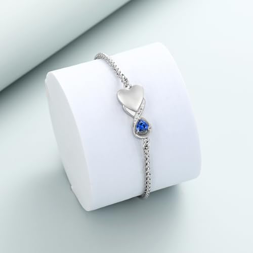 shajwo Cremation Jewelry Infinity Heart Urn Bracelet for Women | Human Ashes, Adjustable, Memorial Keepsake, Link Bracelet - color: Light Blue
