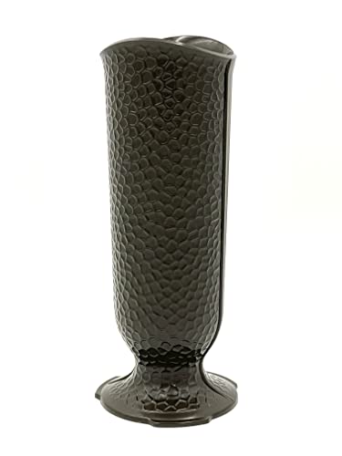 Terravas' Ionic Vase - Replacement Cemetery Flower Vase - 4" D Base with 3 Flanges to Lock-in. Dark Brown, Plastic Replica (Not Bronze) Quantity: 1