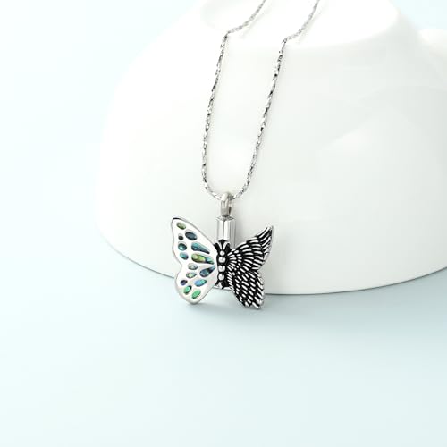 Imrsanl Butterfly Urn Necklace for Ashes Angel Wing Cremation Jewelry Keepsake Funeral Memorial Pendant Gifts of Loss Loved Ones for Women - color: Silver