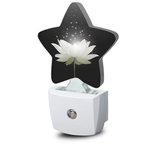 White Lotus Flower Night Light Plug-in Dusk to Dawn Smart Sensor White Led Nightlight for Bedroom Bathroom Kitchen Hallway Stairs Energy Efficient Decor Desk Lamp - color: White Lotus Flower