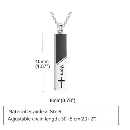Bar Urn Necklaces for Ashes for Men Women Cremation Urn Jewelry Cross Cube Ash Necklace Memorial Keepsake Pendant Human Ashes Holder - color: Cross Mom