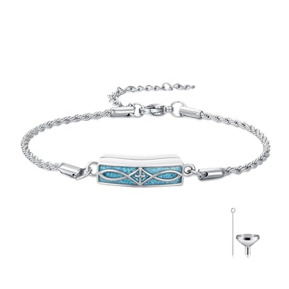 YYB Urn Bracelet for Ashes Hummingbird/Dragonfly/Butterfly/Sunflower Turquoise Locket Bracelet Cremation Memorial Jewelry Mothers Day Gifts for Women - color: Cross