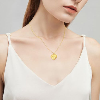 SOULMEET Sunflower/Rose/Daisy Heart Locket Necklace That Holds Pictures Keep Someone Near to You Sterling Silver/Gold Personalized Photo Locket Gift - style: E2-Gold diasy locket+photo