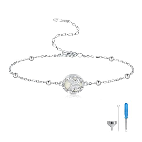 MANBU Sterling Silver Cremation Bracelet for Ashes - style: butterfly urn bracelet