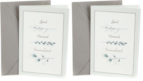 Hallmark Sympathy Card (Loved, Honored, Remembered) (Pack of 2) - size: 5 inches x 7.2 inches (Pack of 2)
