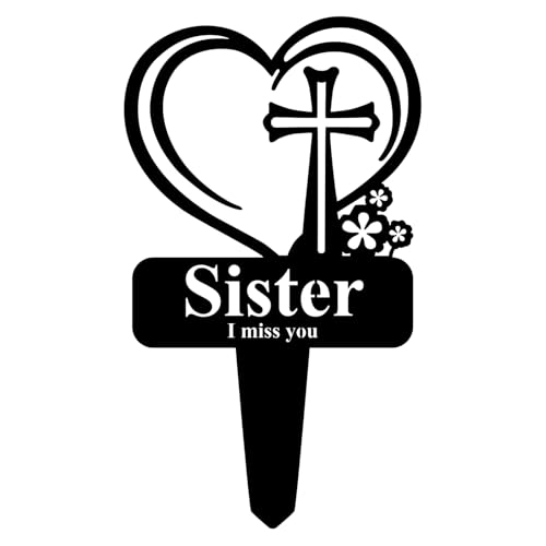 Memorial Grave Stake Sister - 12.5"x7.2" Metal Sympathy Plaque for Cemetery Decorations for Grave Markers Graveside Stakes Decor Sign for Graves Memorial Gift for Loss of Sister - color: Sister-2