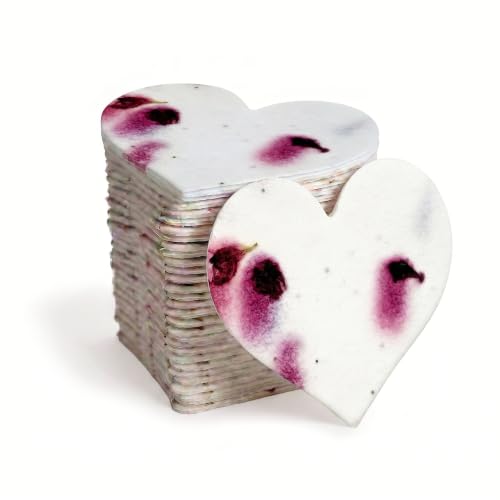 50 Large (2.5" h x 2.85" w) Magenta Heart Gift Wrap Tags | Writable & Plantable Gift Tags Seed Paper, Mom's Gift for Birthday, Use for Wedding, Baby Shower, Party Favors, & DIY Crafts - color: Magenta Heart, size: Large