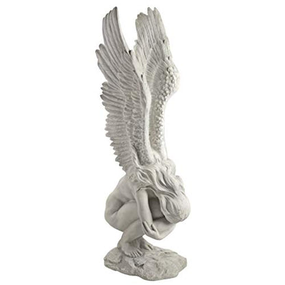 Design Toscano Remembrance and Redemption Angel Religious Indoor/Outdoor Garden Statue, From Base to Top of the Wings Nearly 3 feet tall! Tall, Cast Stone Resin, Antique Stone Finish - style: LARGE REMEMBRANCE AND REDEMPTION