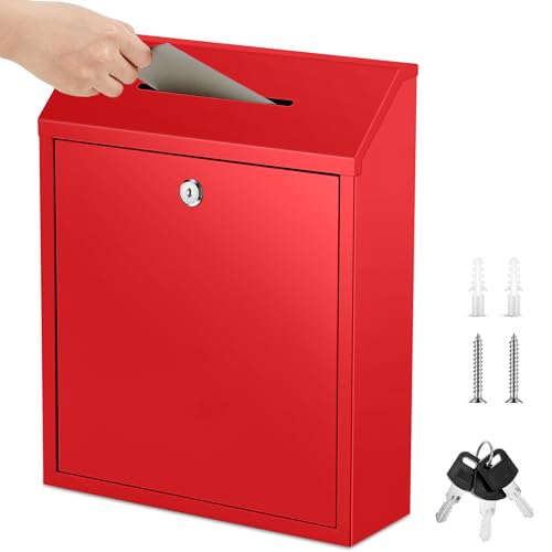 Yaocom Metal Money Box,Red,15 x 12 x 4 Inch,No Lid - color: Red, size: 15 x 12 x 4 Inch, style: No Lid