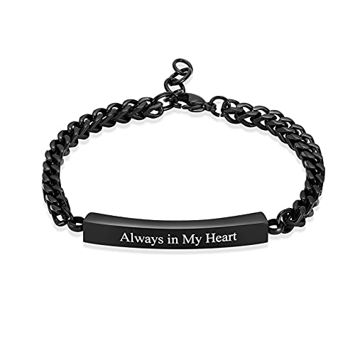 Urn Bracelet for Ashes Cremation Jewelry Braided Rope Adjustable Bangle Stainless Steel Memorial Bracelets Ash Holder Keepsake Jewelry-Always in My Heart - color: B-Black