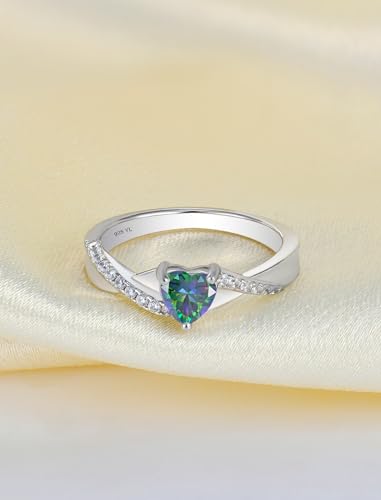 YL 925 Sterling Silver Engagement Rings 5MM Heart Cut Birthstone Infinity Ring for Women-size5 - color: 06-alexandrite-Jun