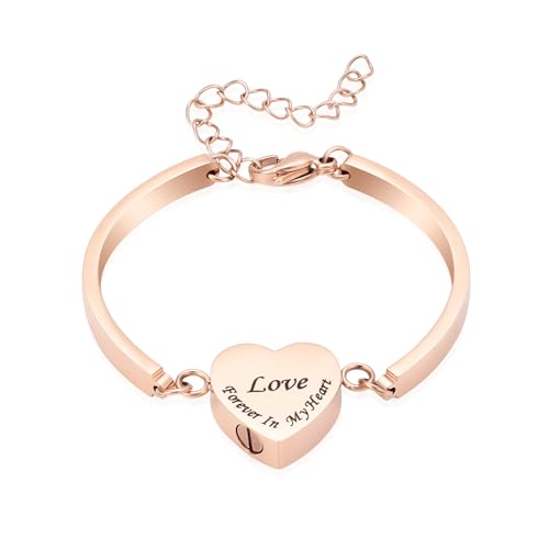 Hearbeingt Heart Urn Bracelet for Ashes Cremation Jewelry for Women Girls - color: C-Rosegold