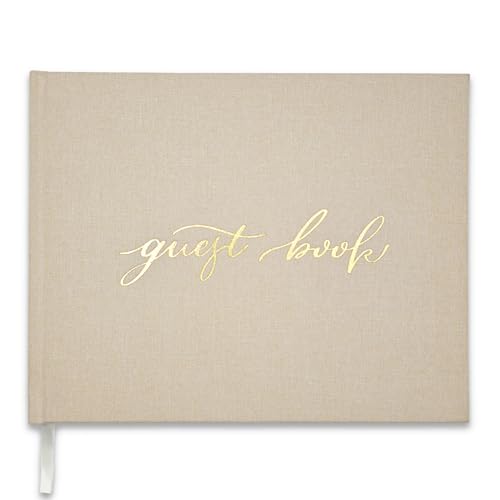 Personalized Wedding Guest Book-for Wedding Reception and Various Celebrations Including Birthday Parties, Anniversaries, Baby Showers-100 Blank Pages for Guest Signatures and Photo Displays (Beige)