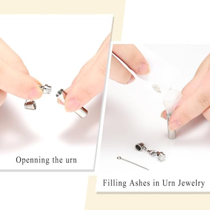 Oinsi Car Charm & Cylinder Urn Necklace for Ashes Stainless Steel Tube Cremation Urn Jewelry Necklace for Ashes Memorial Keepsake Gifts - color: Style-C