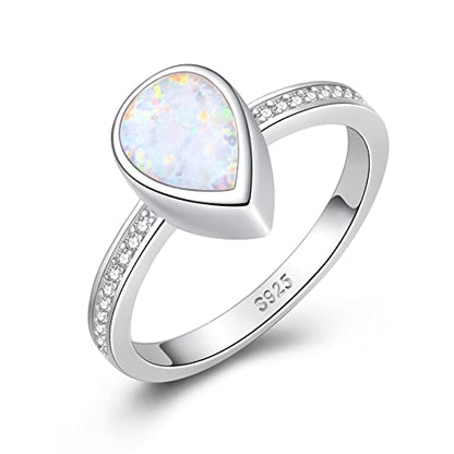 925 Sterling Silver Teardrop Cremation Urn Ring for Ashes Memorial Jewelry - color: Opal