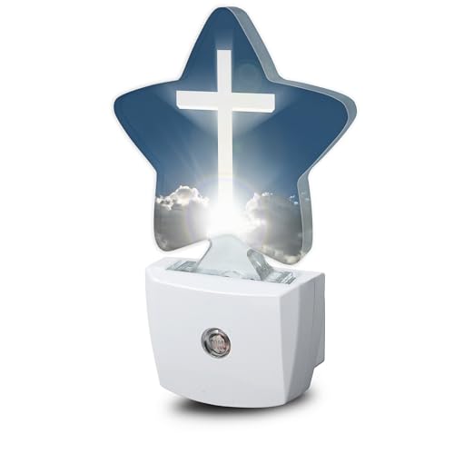 Cross Heaven Plug-in Night Light with Dusk-to-Dawn Sensor for Bedroom,Bathroom and Living Room Sleep Friendly lamp for Women/Girls/Boys Gift,0.5W - color: Cross Heaven