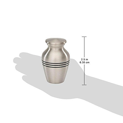 BeautifulLifeUrns Pewter Brass Keepsake Cremation Urn Classic Human Ashes Urn, Brushed Finish, Secure Closure, Keepsake Size - color: Pewter, size: XX-Small