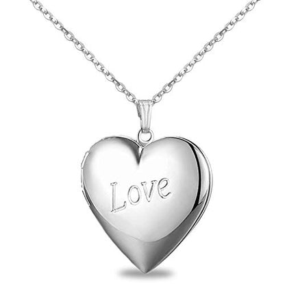 YOUFENG Love Heart Locket Necklace that Holds Pictures Polished Lockets Necklaces Birthday Gifts Unicorn - color: Love