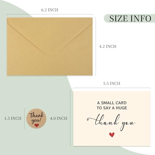 JIXZEN 25 Pack 350GSM | Thank You Cards | Thank You Cards & Notes with Envelopes | Gifts for Wedding, Business, Baby Shower, Graduation,Christma, Holiday | Pefect Teacher Appreciation Gifts