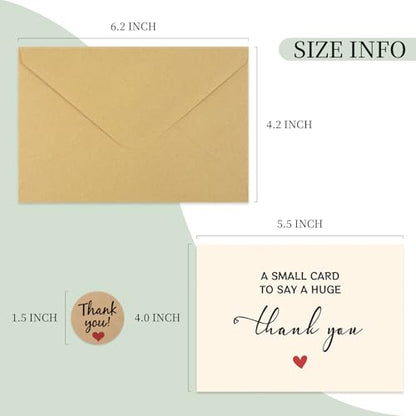 JIXZEN 25 Pack 350GSM | Thank You Cards | Thank You Cards & Notes with Envelopes | Gifts for Wedding, Business, Baby Shower, Graduation,Christma, Holiday | Pefect Teacher Appreciation Gifts