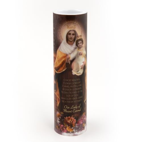 Our Lady of Mount Carmel LED Flameless Devotional Prayer Candle