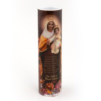 Our Lady of Mount Carmel LED Flameless Devotional Prayer Candle