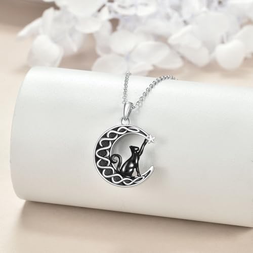 TIGER RIDER Pet Paw Necklace 925 Sterling Silver Cross Infinite love Necklace Pendant Pet Jewelry Gift for Dog Cat Lovers - style: Black Cat