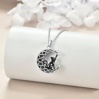 TIGER RIDER Pet Paw Necklace 925 Sterling Silver Cross Infinite love Necklace Pendant Pet Jewelry Gift for Dog Cat Lovers - style: Black Cat