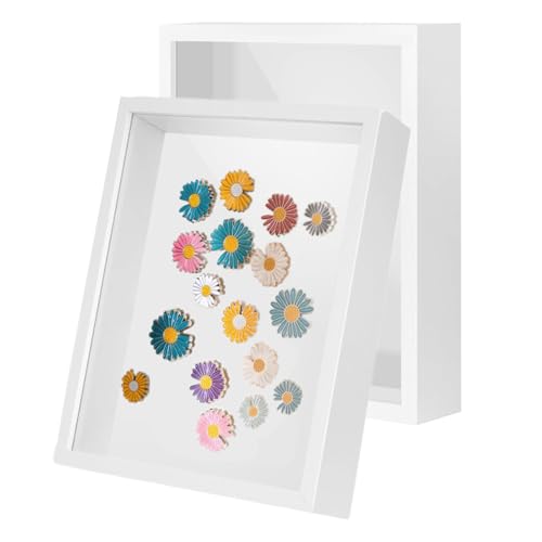 CROISSANT 2 Pack 6x8 Shadow Box Frame, HD Glass White MDF Wooden Frames for Flower Pressing, Seashell Display Box, Pet Memorial Shadow Box (2pcs 6X8) - color: White, size: 6X8 2Pack