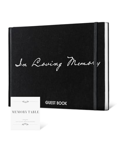 Funeral Guest Book for Memorial Service, In Loving Memory Sign in Guestbook | Celebration of Life Guest Book, Guest Sign in Book with Line, 9"x7" 160 Pages Hardback Keepsake Book for Condolence, Black