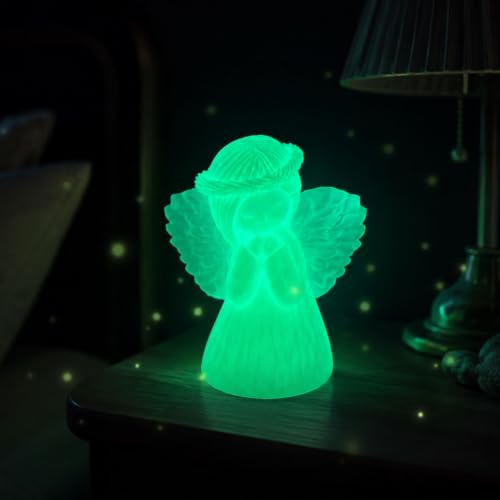 3D Printed Praying Angel Figurine, Luminous Angel Decor & Memorial Gift - color: White-b