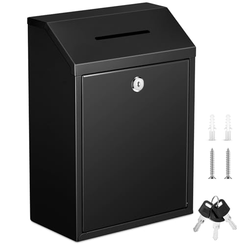 Yaocom Metal Money Box,Black,11.81 x 8.58 x 4.72 Inch,No Lid - color: Black, size: 11.81 x 8.58 x 4.72 Inch, style: No Lid