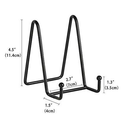 Plate Stands for Display - Iron Easel Stand Plate Holder Display Stand Picture Frame Stand for Pictures | Photo|Decorative Plate |Dish | Tabletop Art - 4.5 inch-Black(6 Pack) - size: 4.5“（6 pack）