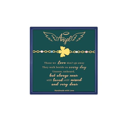 Sympathy Gifts for Loss of Loved One, Forget Me Not Flower Bracelets Angel Wing Memory Bracelet Bereavement to Loss of Gifts Memorial Remembrance Jewelry - color: Memorial Gift- Those we Love don't go away