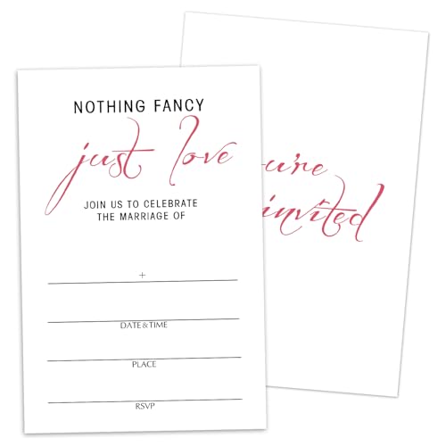 Nothing Fancy Just Love Wedding Invitations Cards, Set of 25 Minimalism Fill in Style Invites Cards with Envelopes, Bridal Shower New Couples Engagement Bachelorette Party Supplies-T11 - color: Just Love