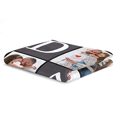 Printwoo Gifts for Dad Customized Blanket with Photo, Make a Personalized Fathers Day Blankets with Picture to My Dad Custom Memories Souvenir Throw Blanket for Best Daddy Ever - color: 6 Photo-3