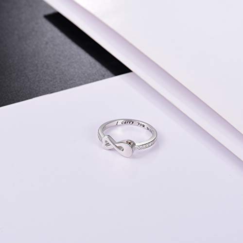 Fookduoduo Infinity Cremation Ring for Ashes - 925 Sterling Silver Cremation Urn Jewelry I Carry You with me Memorial Keepsake Locket Rings for Human/Pet Ash - style: Silver Infinity