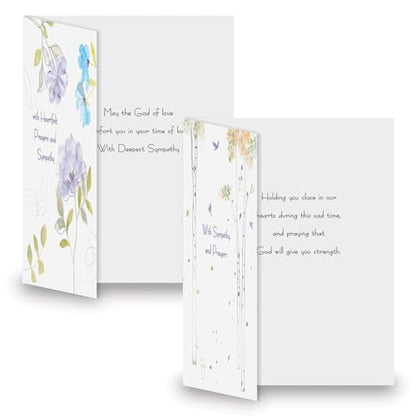 Current Deluxe Silver Foil Faith Sketch Sympathy Cards - Set of 8 (4 Designs), Large 5" x 7", Sympathy Cards with Sentiments Inside, White Envelopes - color: Faith Sketch