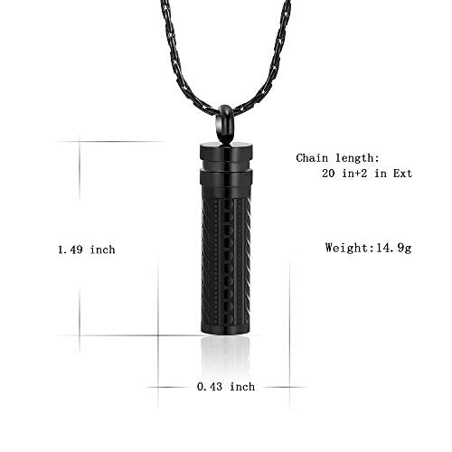 constantlife Cremation Jewelry for Ashes Openable Pill Case Urn Necklace Keepsake Perfume Memorial Pendant Locket Charm Accessories - color: Black