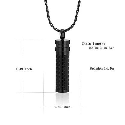 constantlife Cremation Jewelry for Ashes Openable Pill Case Urn Necklace Keepsake Perfume Memorial Pendant Locket Charm Accessories - color: Black