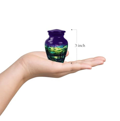 Northern Lights Urn - Ash Keepsake - Adult Urns for Human Ashes Women - Funeral Urn Ashes - Ashes Urn - Memorial Urn (3 INCH Pack of 2) - size: #3 (Set of 2)