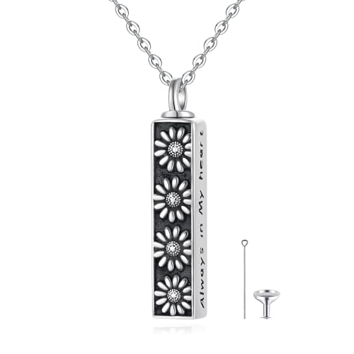 Flower Cute Animal Sterling Silver Pendant Urn Ashes Necklace for Women BF0709 - color: Bar *Daisy 1