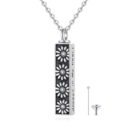 Flower Cute Animal Sterling Silver Pendant Urn Ashes Necklace for Women BF0709 - color: Bar *Daisy 1