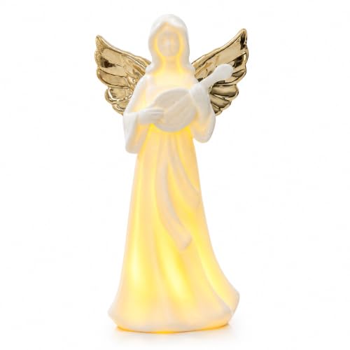 ADAVAS.Y&G Angel Night Light, Christian Gift for Women, Porcelain Angel Figurine with Warm LED Glow, Prayer & Comfort Gift for Mom Daughter Friend, Bedside Home Decor 7" H - color: Bronze
