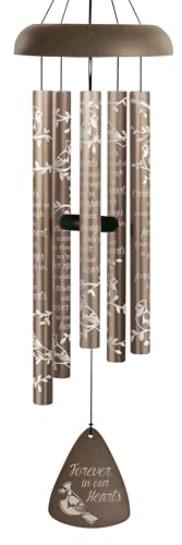 Carson 30" 'in Our Hearts' Memorial Wind Chime - Bereavement Chime - Memorial Windchime for Outdoor Decor - Garden Patio Porch