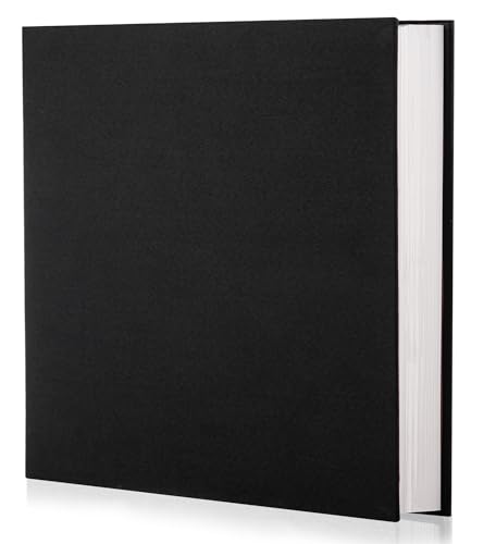 Photo Album Self Adhesive Scrapbook Album for 4×6 Pictures DIY Magnetic Linen Cover Album 30 Blank Pages for Family Wedding, Birthday, Christmas, Anniversary (Black) - color: Black, size: 9.8"x9"30Pages